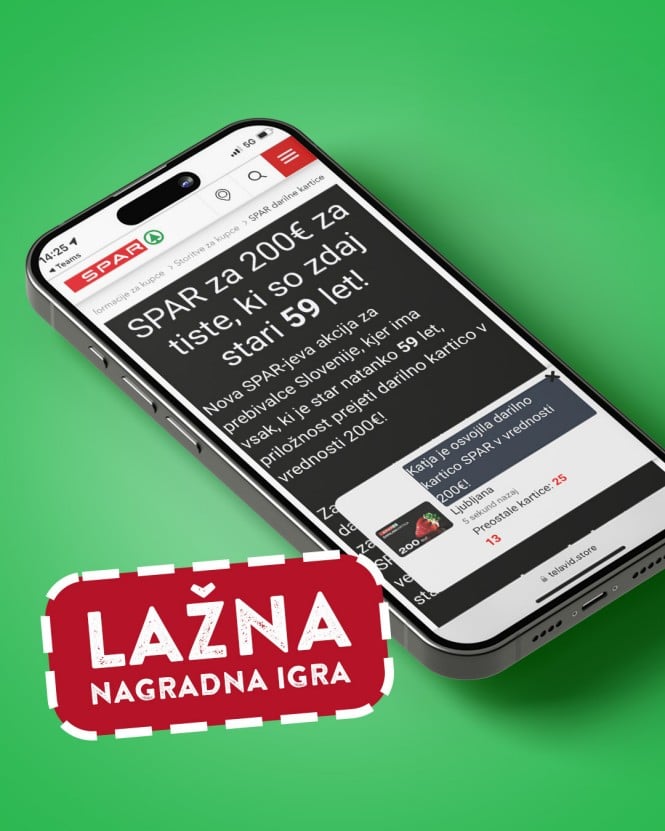 Lažna nagradna igra SPAR na mobilnem telefonu