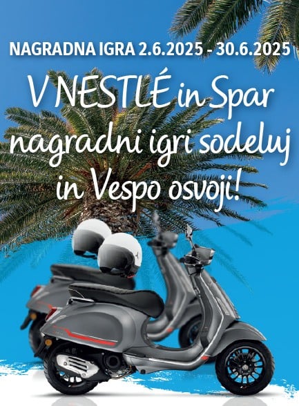 V NESTLÉ in Spar nagradni igri sodeluj in Vespo osvoji!, slika vespe pod palmami