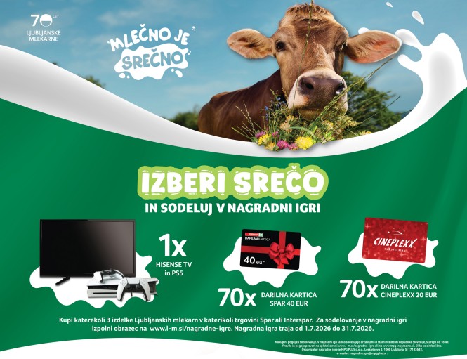 Nagradna igra -  Mlečno je srečno, Ljubljanske mlekarne