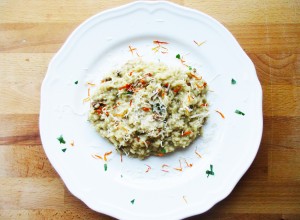 Žafranova rižota z jurčki in ognjičevimi cvetovi - Sladki Chef