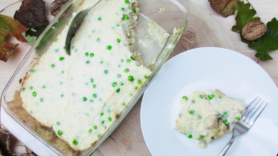 Cvetačni gratin z grahom in piščancem - Sladki Chef