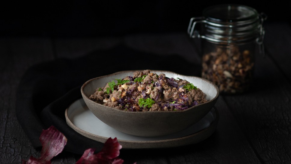 Ajdovi žganci na koroški način z veganskimi ocvirki  - Irispotatolover