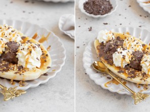 Banana split s čokolado, karamelo in arašidi - Nina Kastelic, Leaneen