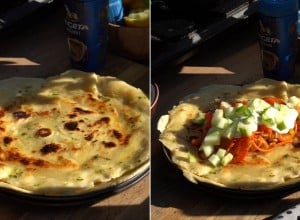 Flatbread s seitanom in zelenjavo