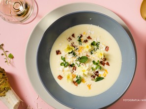 Krompirjeva juha s hrenom, šunko in jajci - Chef Marko Pavčnik
