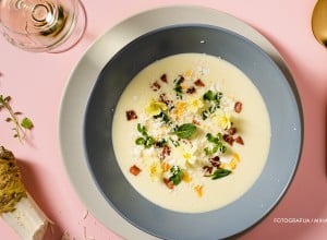 Krompirjeva juha s hrenom, šunko in jajci - Chef Marko Pavčnik