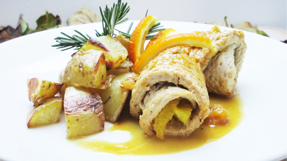 Puranje rolade s pomarančo in rožmarinovim krompirjem - Sladki Chef
