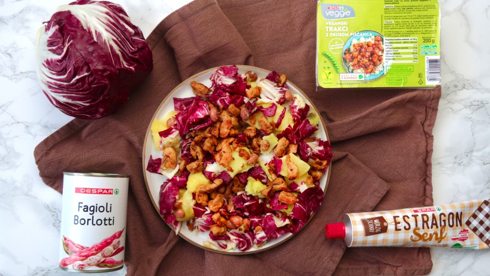 Radičeva solata s krompirjem, fižolom in veganskimi trakci - Žana, Rastline so fine