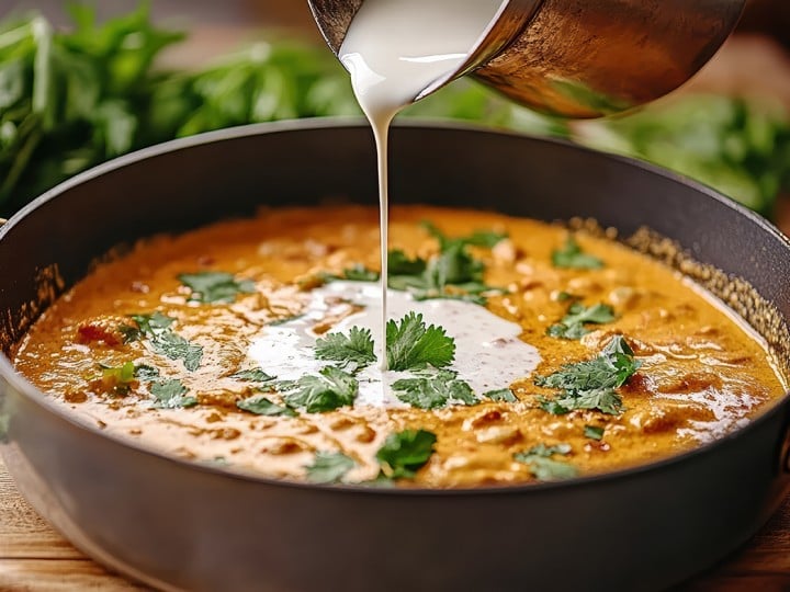 Vlivanje kokosovega mleka c curry