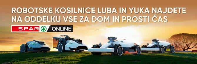 Robotske kosilnice Luba in Yuka najdete na oddelku vse za dom in prosti čas