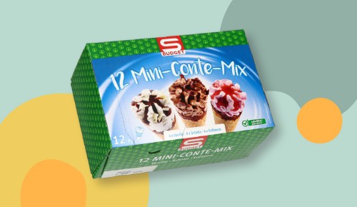 S-BUDGET mini korneti vanilija - jagoda - čokolada, 12/1