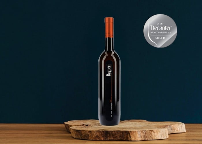 Sivi pinot Ramato Bagueri, srebrna medalja Decanter