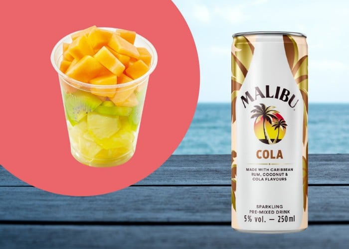 MALIBU & COLA + REZANO SADJE ANANAS, KIVI IN MELONA, SPAR TO GO