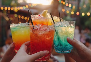 Nazdravljanje z barvnimi mocktaili