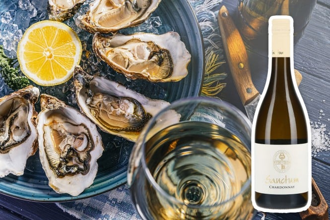 VINO CHARDONNAY 2021 SANCTUM z ostrigami.