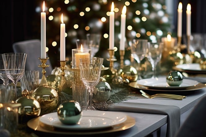 Praznično okrašena miza