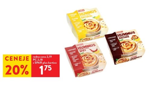 HUMUS - 20 % ceneje s SPAR plus kartico