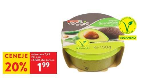 SPAR VEGGIE GUACAMOLE - 20 % ceneje s SPAR plus kartico