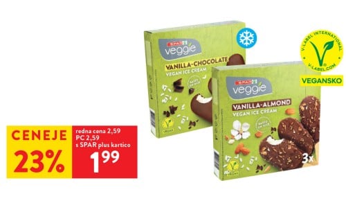 SPAR VEGGIE SLADOLED - 23 % ceneje s SPAR plus kartico