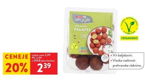 SPAR VEGGIE VEGANSKI FALAFEL - 20 % ceneje s SPAR plus kartico