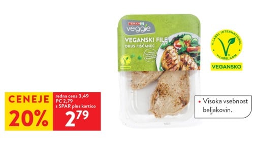 SPAR VEGGIE VEGANSKI FILE - 20 % ceneje s SPAR plus kartico