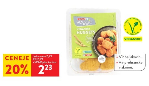 SPAR VEGGIE VEGANSKI ZREZEK - 20 % ceneje s SPAR plus kartico
