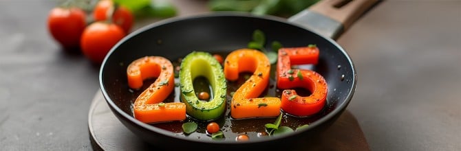Ponev s popečeno zelenjavo v obliki številke 2025