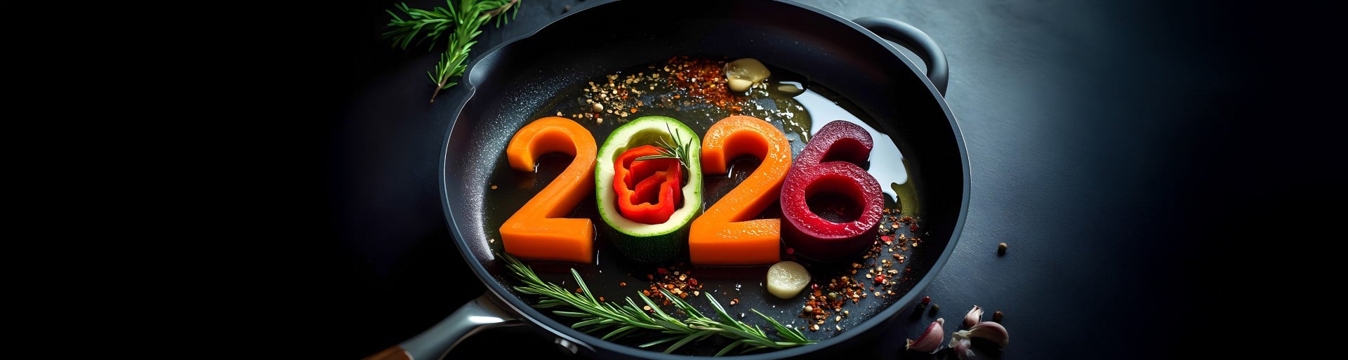 Ponev s popečeno zelenjavo v obliki številke 2026