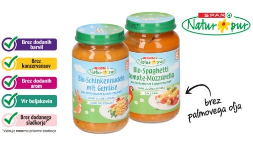 SPAR NATUR*PUR bio otroški obrok - 2 vrsti, 220 g