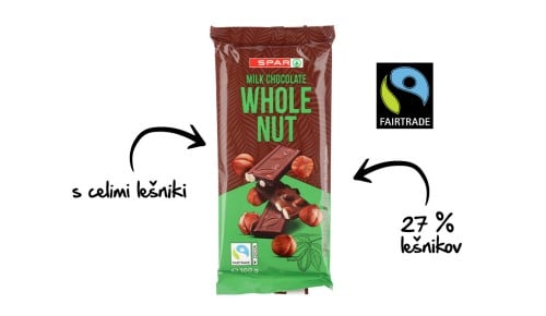 SPAR mlečna čokolada s celimi lešniki