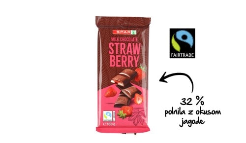 SPAR mlečna čokolada z jagodnim polnilom