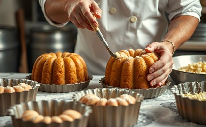 Pek v pekarni izdeluje panettone