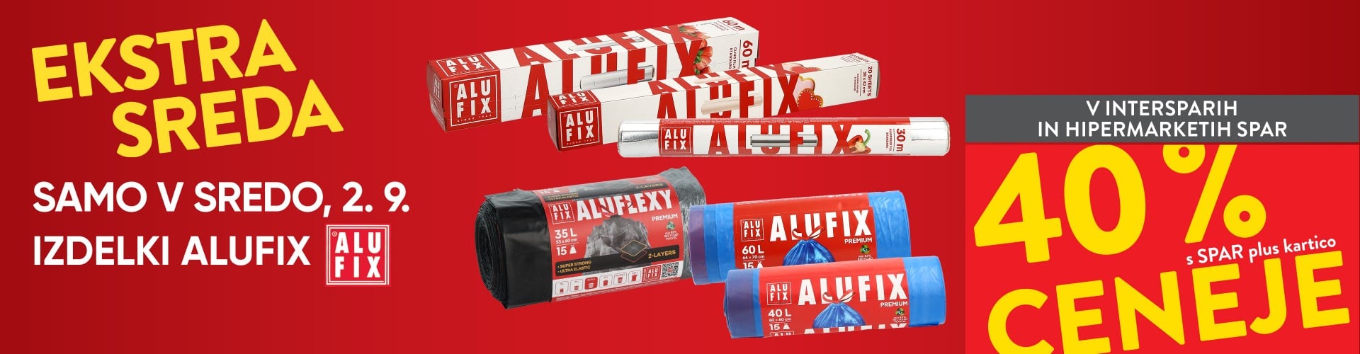 Ekstra sreda: IZDELKI ALUFIX - 40 % ceneje s SPAR plus kartico