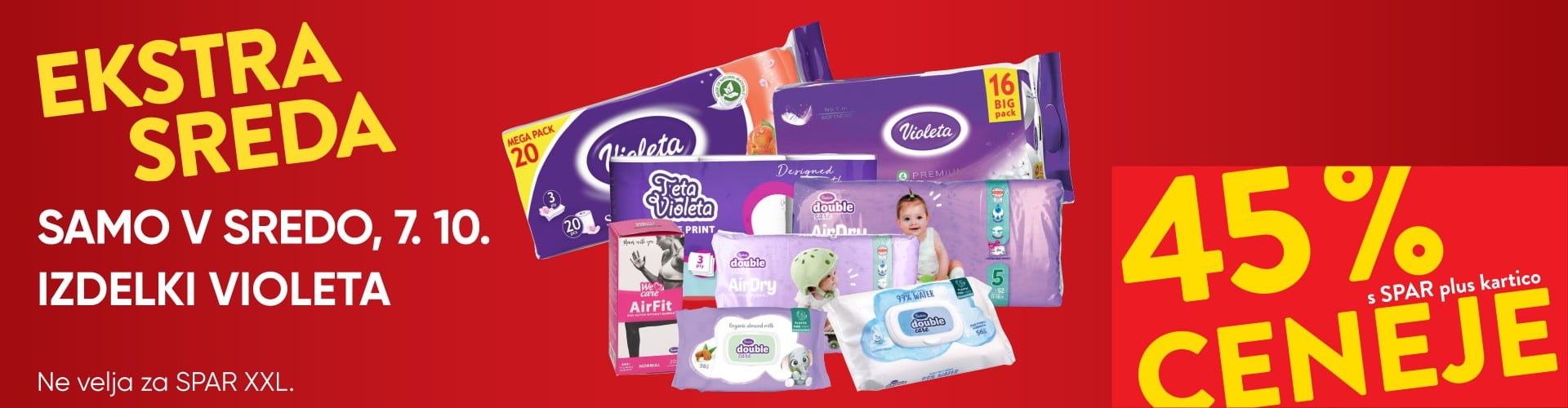 Ekstra sreda: IZDELKI VIOLETA - 45 % ceneje s SPAR plus kartico