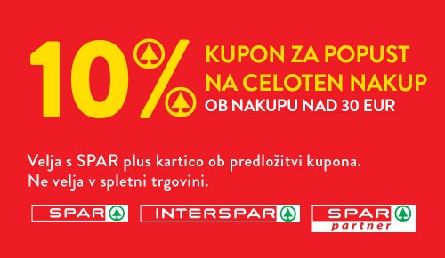 10 % kupon za popust na celoten nakup ob nakupu nad 30 EUR