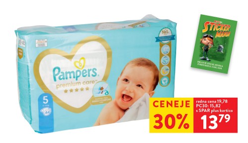 Stickermania, PAMPERS PREMIUM CARE - 30 % ceneje s SPAR plus kartico