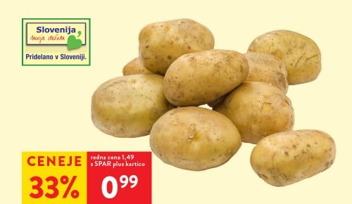 SLOVENSKI MLADI KROMPIR, 1 kg - 33 % popust s SPAR plus kartico