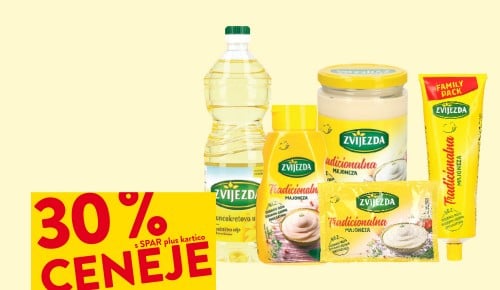 OLJA IN MAJONEZE ZVIJEZDA - 30 % ceneje s SPAR plus kartico