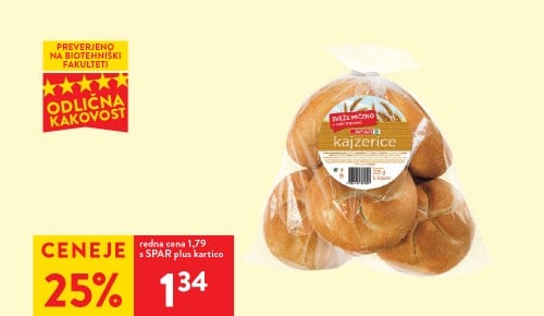 SPAR KAJZERICE, 5/1, pakirano, 325 g - 25 % ceneje s SPAR plus kartico