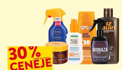 IZDELKI ZA SONČENJE - 30 % ceneje s SPAR plus kartico