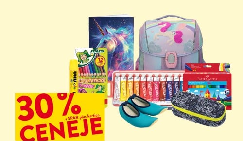 ŠOLSKE POTREBŠČINE IN COPATI - 30 % ceneje s SPAR plus kartico