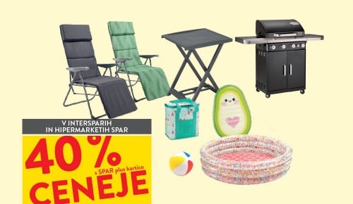 IZBRANO VRTNO POHIŠTVO, HLADILNE TORBE, SENČNIKI, ŽARI IN NAPIHLJIVO - 40 % ceneje s SPAR plus kartico