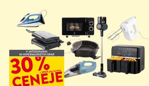 MALI GOSPODINJSKI APARATI, SESALNIKI, LIKALNIKI - 30 % ceneje s SPAR plus kartico