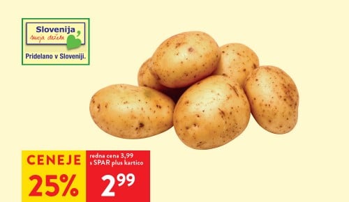 SLOVENSKI KROMPIR pakirano, 5 kg - 25 % ceneje s SPAR plus kartico