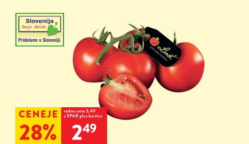 SLOVENSKI PARADIŽNIK V GROZDU LUŠT, 1 kg - 28% ceneje s SPAR plus kartico