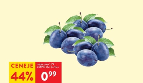 SLIVE, 1 kg - 44% ceneje s SPAR plus kartico