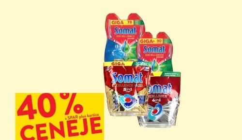 VSI IZDELKI SOMAT ZA STROJNO POMIVANJE POSODE - 40 % ceneje s SPAR plus kartico