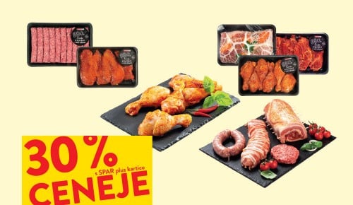 VSI MESNI IZDELKI LASTNE PRIPRAVE, postrežno ali pakirano - 30 % ceneje s SPAR plus kartico