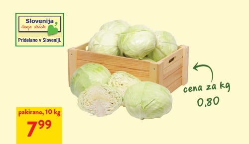 SLOVENSKO PLOŠČATO ZELJE, primerno za kisanje, pakirano, 10 kg  - 7,99 €