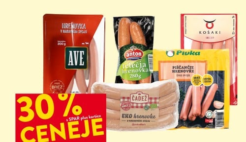 VSE PAKIRANE HRENOVKE - 30 % ceneje s SPAR plus kartico